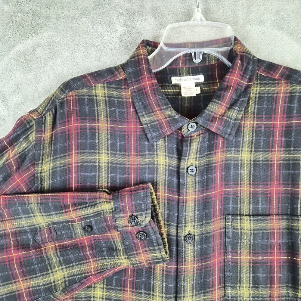 Carbon 2 Cobalt Upper Echelon Plaid Shirt Large Green‎ Plaid Double Layer Cotton